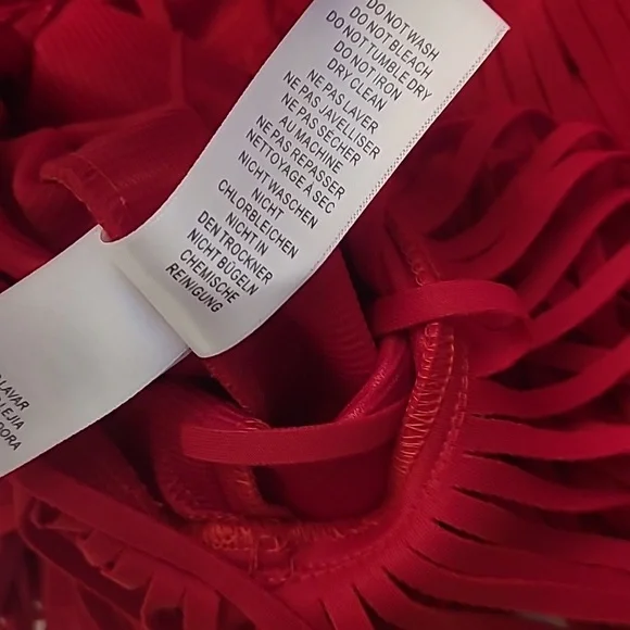 EUC Adrianna Papell Red Double Fringe Hem Sleeveless Cocktail Dress - Picture 13 of 14